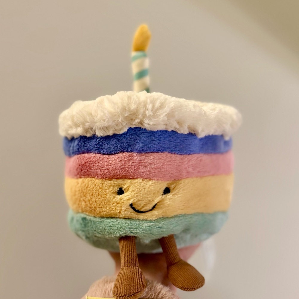 Authentic Jellycat Rainbow Birthday Cake (medium)